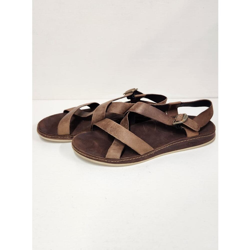 Chaco Women's Wayfarer Otter Comfortable Leather Strappy Brown Sandals, Size 10